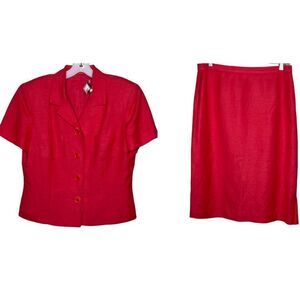 Vintage Maggy London Red Skirt‎ Set